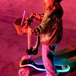 Patinete evolutivo 2 en 1 Raket Up rosa con luces - Kinderkraft