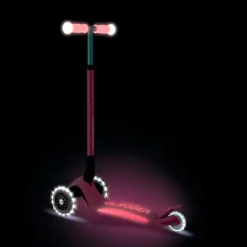 Patinete plegable Elite Glow con luces rosa coral - Globber