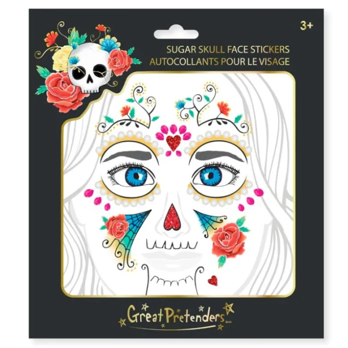 Pegatinas con cristales para la cara calavera Catrina - Great Pretenders