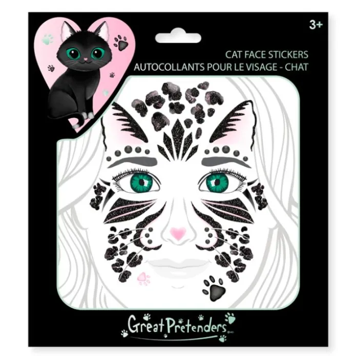 Pegatinas con cristales para la cara gato - Great Pretenders