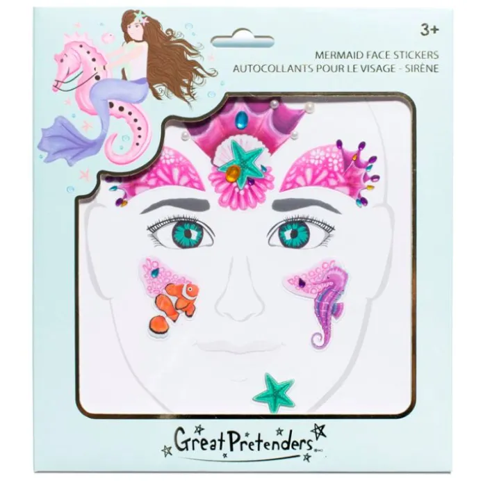 Pegatinas con cristales para la cara sirena - Great Pretenders