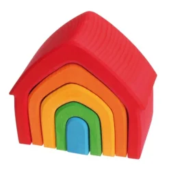Piezas de madera colores arcoíris casa (5) - Grimm's
