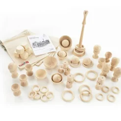 Piezas de madera natural Cesta de los tesoros (63) - TickiT