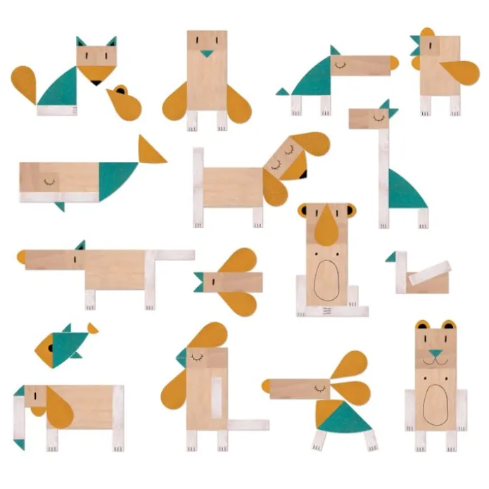 Piezas de madera para construir animales (16) - Londji