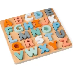 Pizarra de madera reversible y encajable de letras mayúsculas 27 piezas - Janod