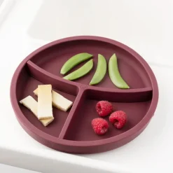 Plato con separador y ventosa rosa - Silicona - Eco Rascals