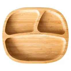 Plato con ventosa verde - Madera de Bambú - Eco Rascals