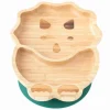 Plato dinosaurio con ventosa verde - Madera de Bambú - Eco Rascals