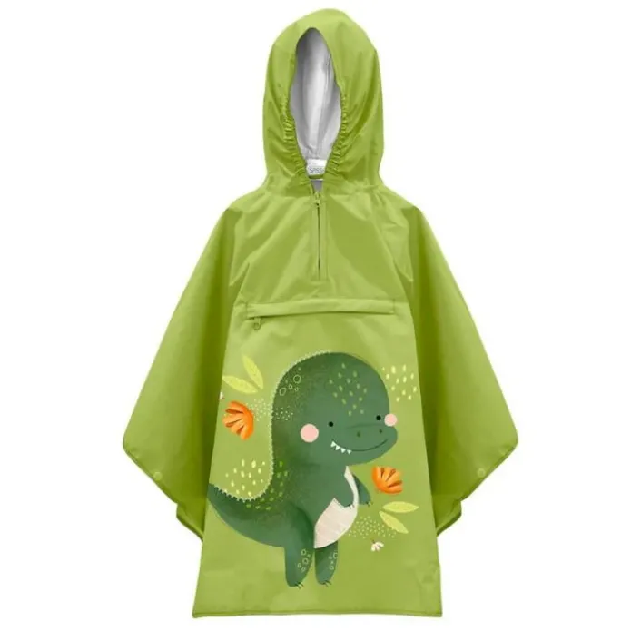 Poncho impermeable verde dinosaurio - Sassi