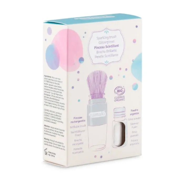 Purpurina plateada con brocha para cara y cuerpo blanco - Namaki