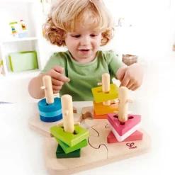 Puzle apilable de madera con clavijas - Hape