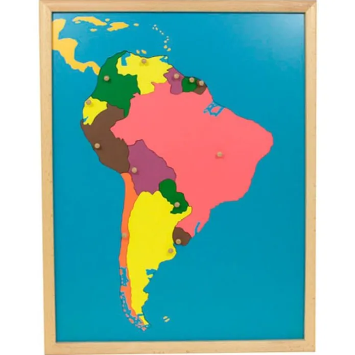 Puzle de madera de América del Sur con marco - Montessori