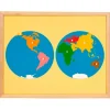 Puzle de madera del mundo continentes con marco - Montessori