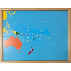 Puzle de madera de Oceanía con marco - Montessori