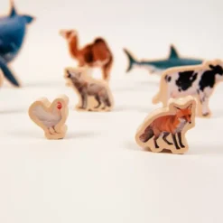 Puzle de madera encajable animales distintos hábitat y tarjetas - Andreu Toys