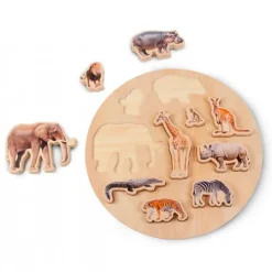 Puzle de madera encajable animales salvajes y tarjetas - Andreu Toys