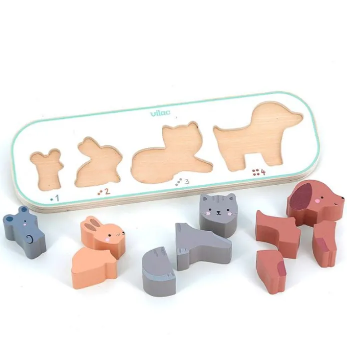 Puzle de madera encajable 1, 2, 3, 4 Animales - Vilac
