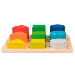 Puzle de madera encajable formas, colores y tamaños - Goki