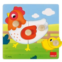 Puzle de madera encajable gallina 4 piezas - Goula
