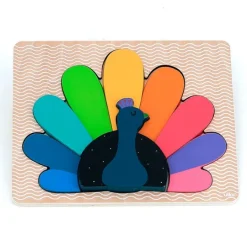 Puzle de madera encajable Pavo Real - Vilac