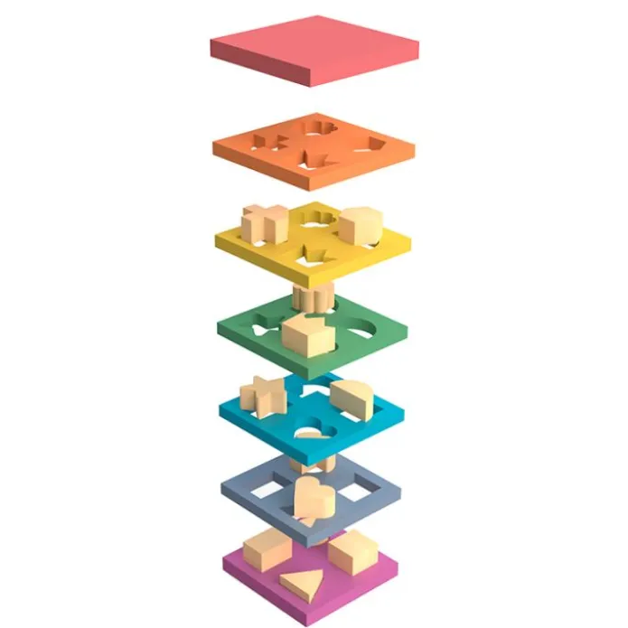 Puzle de madera encajable y apilable formas - Tickit