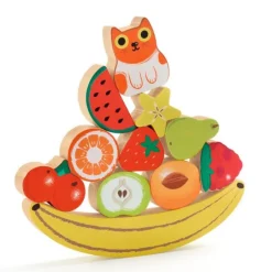 Puzle de madera encajable y equilibrio frutas - Djeco