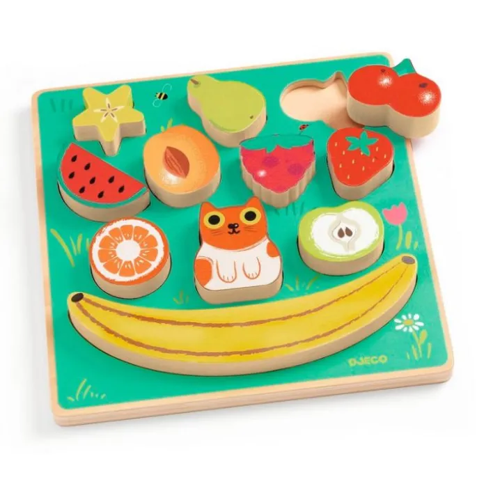 Puzle de madera encajable y equilibrio frutas - Djeco