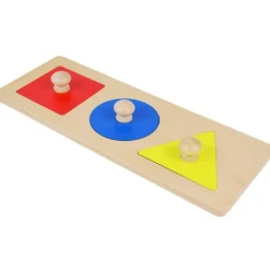 Puzle de madera 3 formas geométricas y colores - Montessori