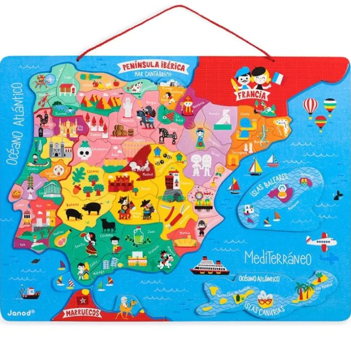 Puzle de madera mapa de España magnético 60 piezas - Janod