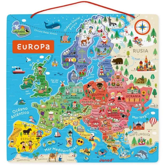 Puzle de madera mapa de Europa magnético 40 piezas - Janod