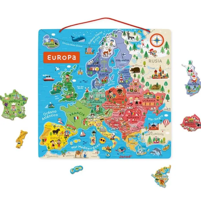 Puzle de madera mapa de Europa magnético 40 piezas - Janod