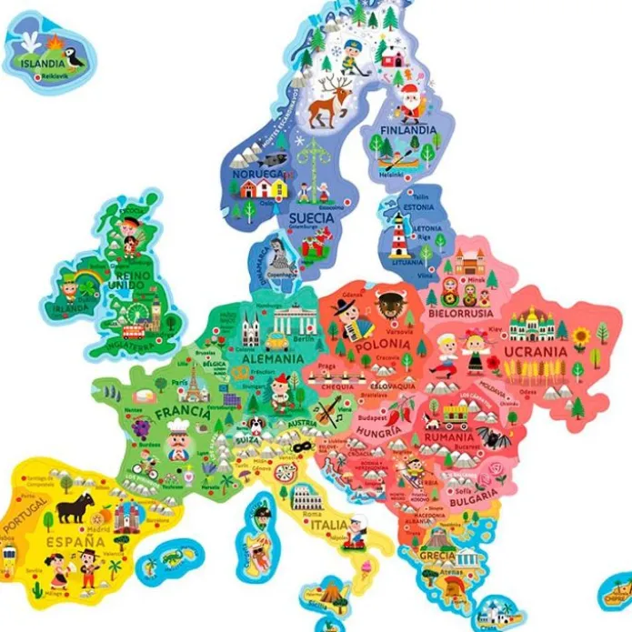 Puzle de madera mapa de Europa magnético 40 piezas - Janod
