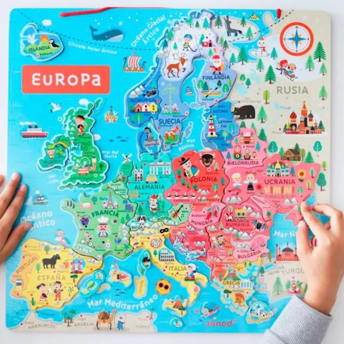 Puzle de madera mapa de Europa magnético 40 piezas - Janod