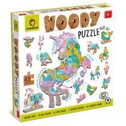 Puzle de madera Woody Unicornio encantado 48 piezas - Ludattica