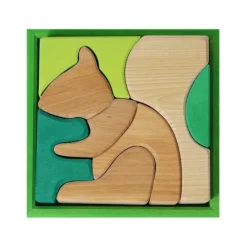 Puzle de madera y set de construcción Ardilla verde - Grimm's