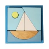 Puzle de madera y set de construcción Barco azul - Grimm's