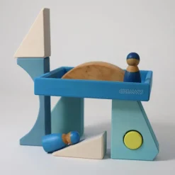 Puzle de madera y set de construcción Barco azul - Grimm's