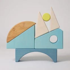 Puzle de madera y set de construcción Barco azul - Grimm's