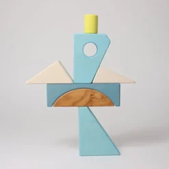 Puzle de madera y set de construcción Barco azul - Grimm's