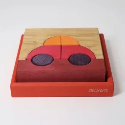 Puzle de madera y set de construcción Coche rojo - Grimm's