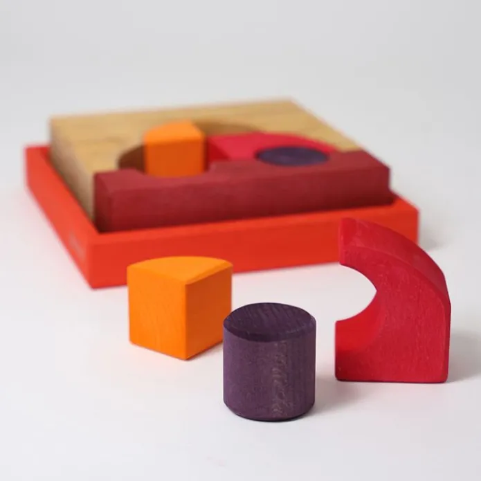 Puzle de madera y set de construcción Coche rojo - Grimm's