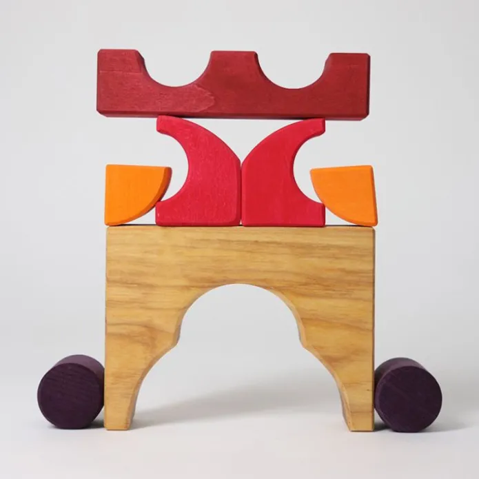 Puzle de madera y set de construcción Coche rojo - Grimm's