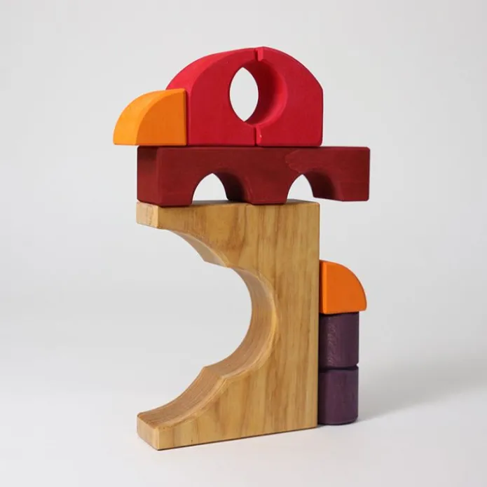 Puzle de madera y set de construcción Coche rojo - Grimm's