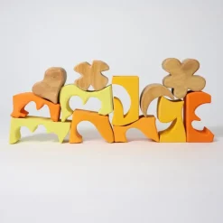 Puzle de madera y set de construcción Símbolos amarillo - Grimm's