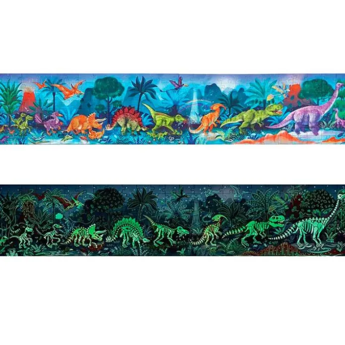Puzle dinosaurios que brilla en la oscuridad 1,5 m 200 piezas - Hape