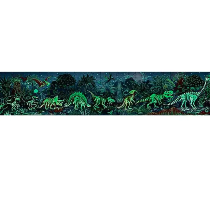 Puzle dinosaurios que brilla en la oscuridad 1,5 m 200 piezas - Hape