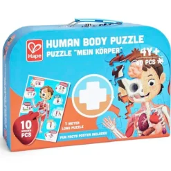 Puzle gigante cuerpo humano 50 piezas y 10 órganos de madera encajables - Hape