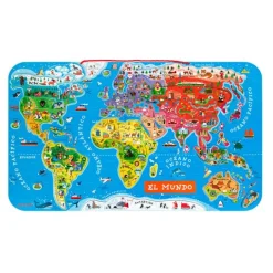 Puzle mapamundi magnético 92 piezas: regiones del mundo - Janod