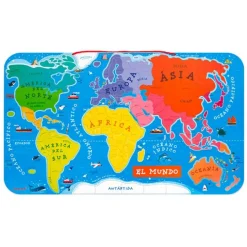 Puzle mapamundi magnético 92 piezas: regiones del mundo - Janod