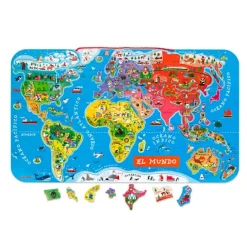 Puzle mapamundi magnético 92 piezas: regiones del mundo - Janod